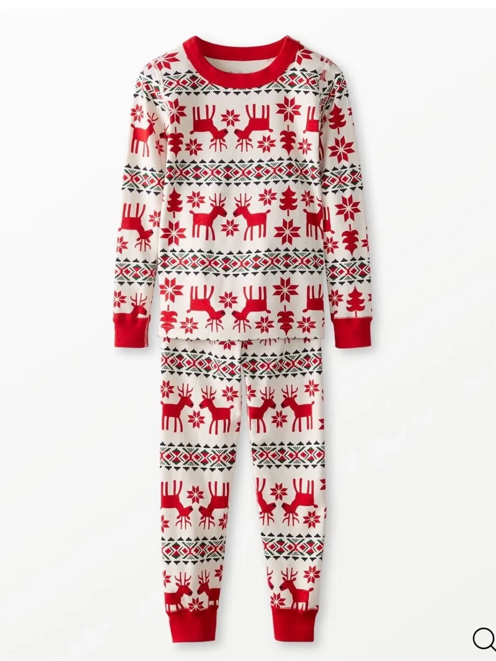 NWT Hanna Andersson Kids Red and Cream Reindeer Holiday Pajama Set